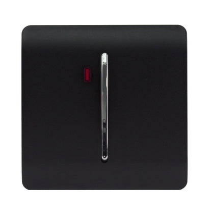 Trendi  45 A Cooker Light Switch & Neon Insert Matt Black Soft Touch