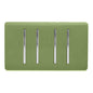 Trendi Artistic Modern Glossy 4 Gang 2 Way Rocker Double Plate Tactile Light Switch Moss Green