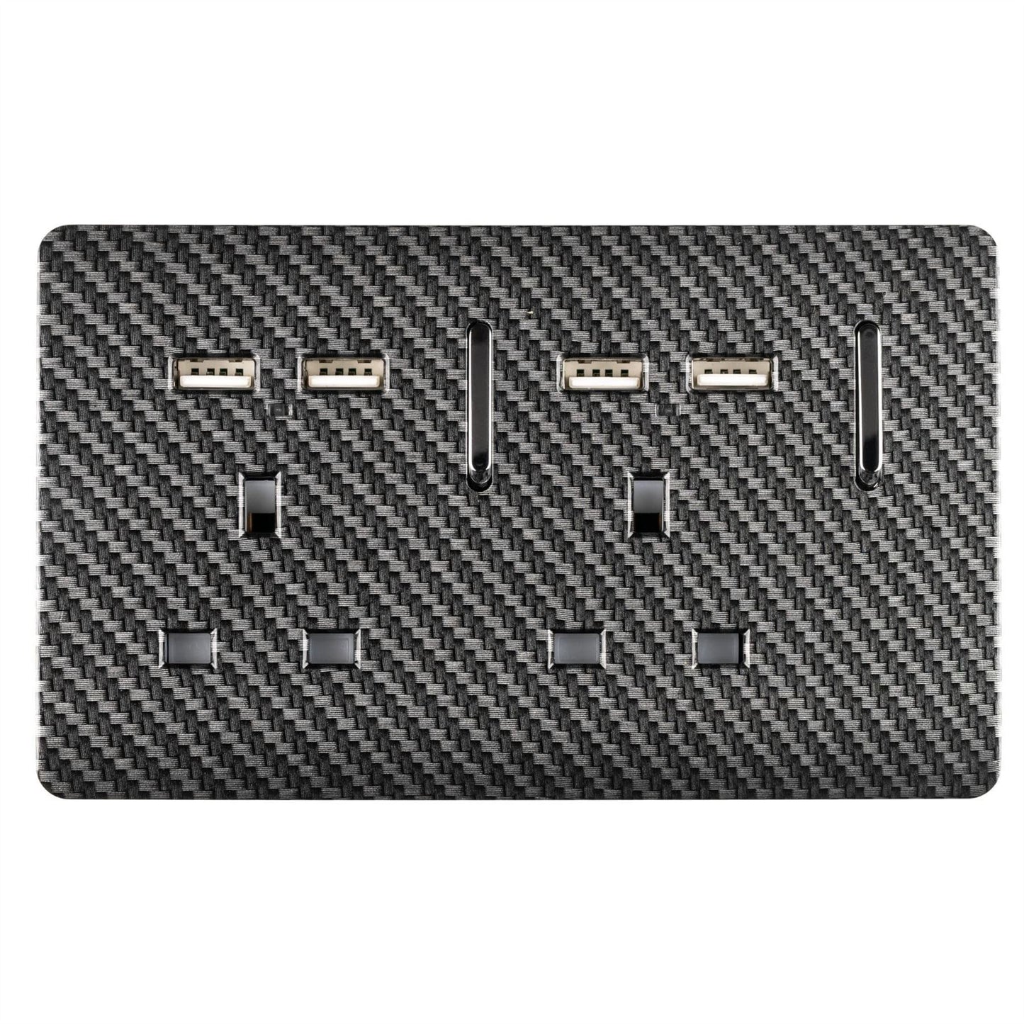 Trendi Switch 2 Gang 4 Port USB 2100mA Modern Designer Plug Socket in Carbon Fibre