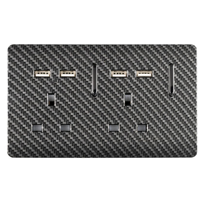 Trendi Switch 2 Gang 4 Port USB 2100mA Modern Designer Plug Socket in Carbon Fibre