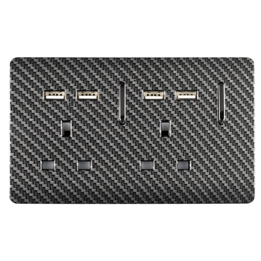 Trendi Switch 2 Gang 4 Port USB 2100mA Modern Designer Plug Socket in Carbon Fibre