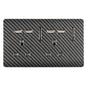 Trendi Switch 2 Gang 4 Port USB 2100mA Modern Designer Plug Socket in Carbon Fibre