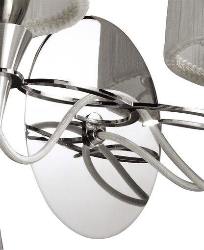 Mantra Lucca Wall Light Switched 2 Light E27, Polished Chrome with White Shades & Clear Crystal