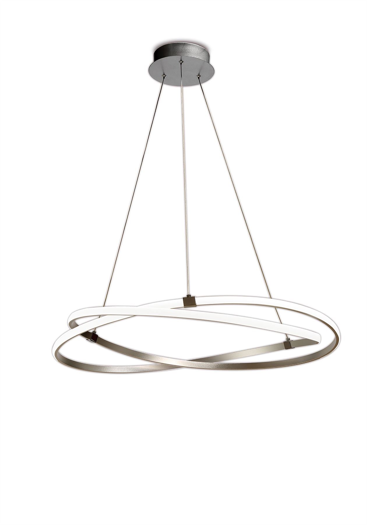 Mantra M5726 Infinity Pendant 60W LED 3000K, 4500lm, Dimmable Silver/Polished Chrome/White Acrylic, 3yrs Warranty