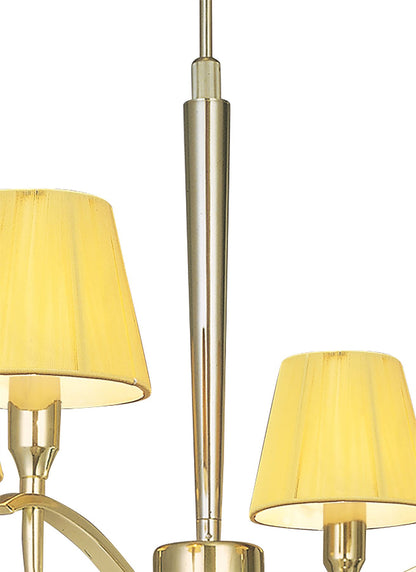 Mantra Siena 55cm Pendant Round 4 Light E14, Polished Brass with Amber Cream Shades and Clear Crystal