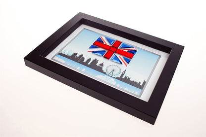 Diyas Home Crystal Wall Art (DH) World London, Black Frame Red, Blue Crystal Framed