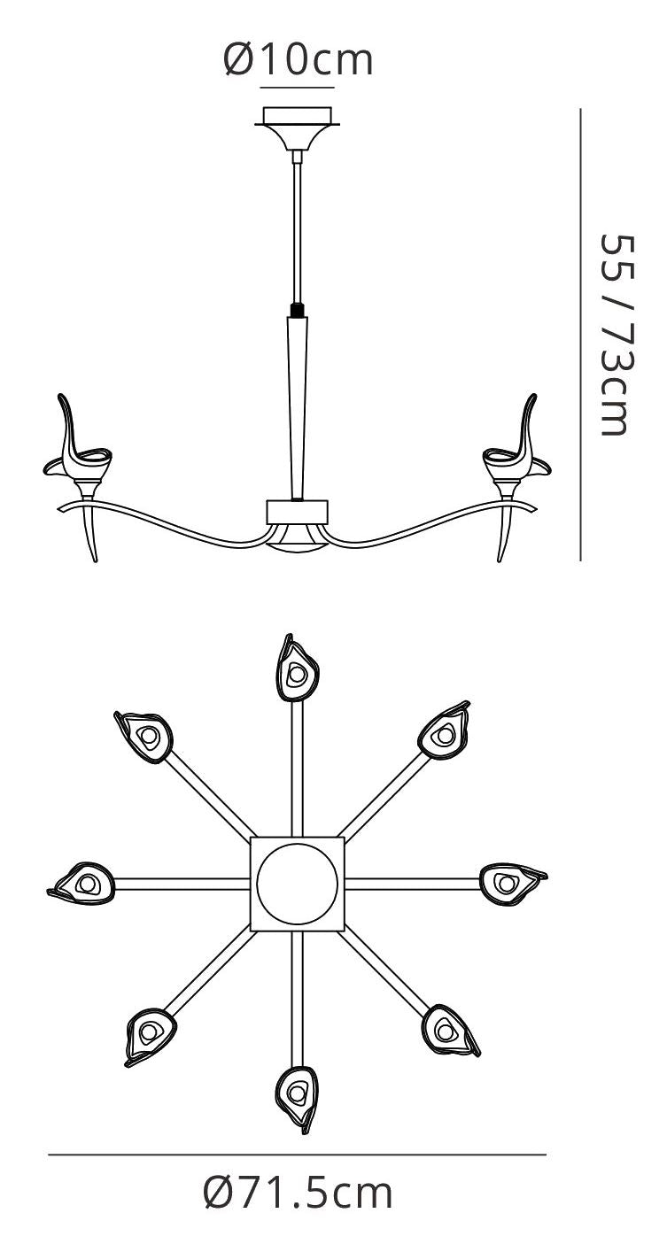 Mantra Viena 71.5cm Telescopic Pendant Round 8 Light G9, Polished Brass