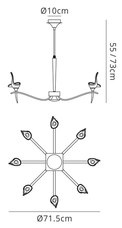 Mantra Viena 71.5cm Telescopic Pendant Round 8 Light G9, Polished Brass
