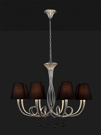 Mantra M6207 Paola Pendant 95cm Round, 8 x E14 (Max 40W), Silver Painting, Black Shades
