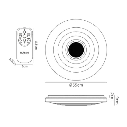 Mantra Fusion Fusion M5878 Ondas 60W LED Tunable White 3000K-6000K 4200lm, Dimmable Flush Ceiling Light with Built In 10W Speaker, Bluetooth Connection/Remote Control