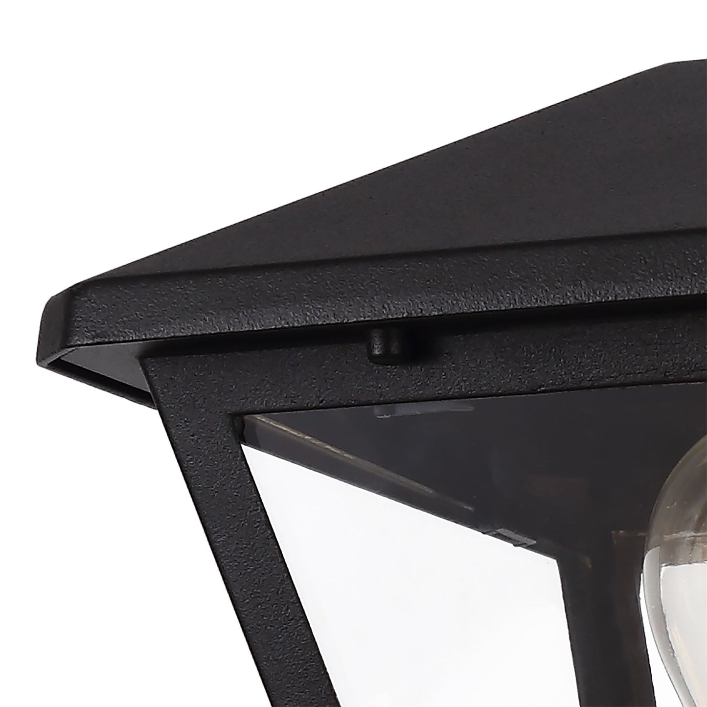 Deco Luqi Upward Wall Light, 1 x E27, IP44, Black/Clear Glass, 2yrs Warranty