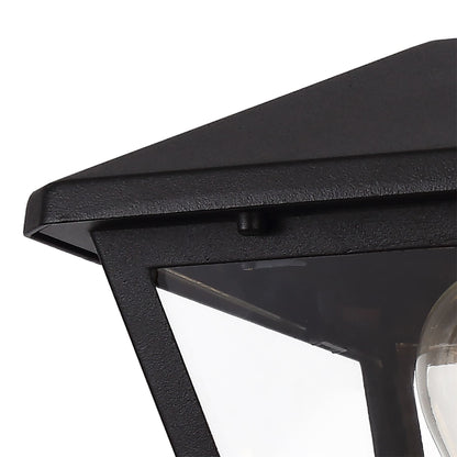 Deco Luqi Upward Wall Light, 1 x E27, IP44, Black/Clear Glass, 2yrs Warranty