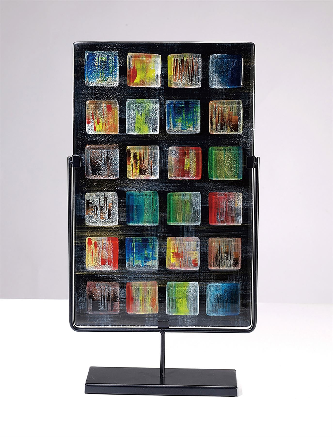 Diyas Home (DH) Orion Rectangular Glass Art Panel with Stand Black/Multi-Colour Art
