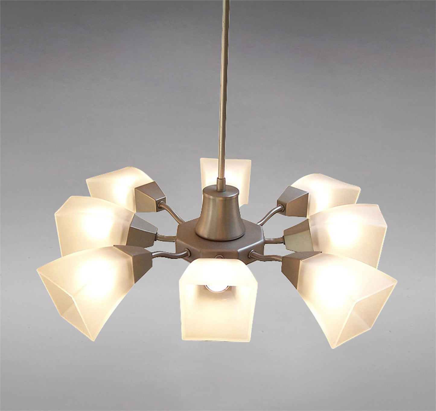 Diyas Chievo 52cm  8 Light G9 Satin Chrome/Frosted Glass Ceiling Pendant Light Fitting