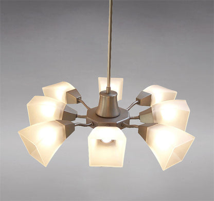Diyas Chievo 52cm  8 Light G9 Satin Chrome/Frosted Glass Ceiling Pendant Light Fitting