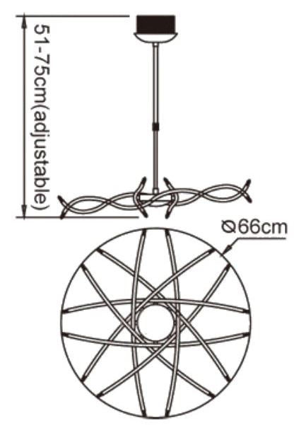 Mantra Aire 66cm Telescopic Pendant 16 Light G4 Waved Arms, Polished Chrome, NOT LED/CFL Compatible