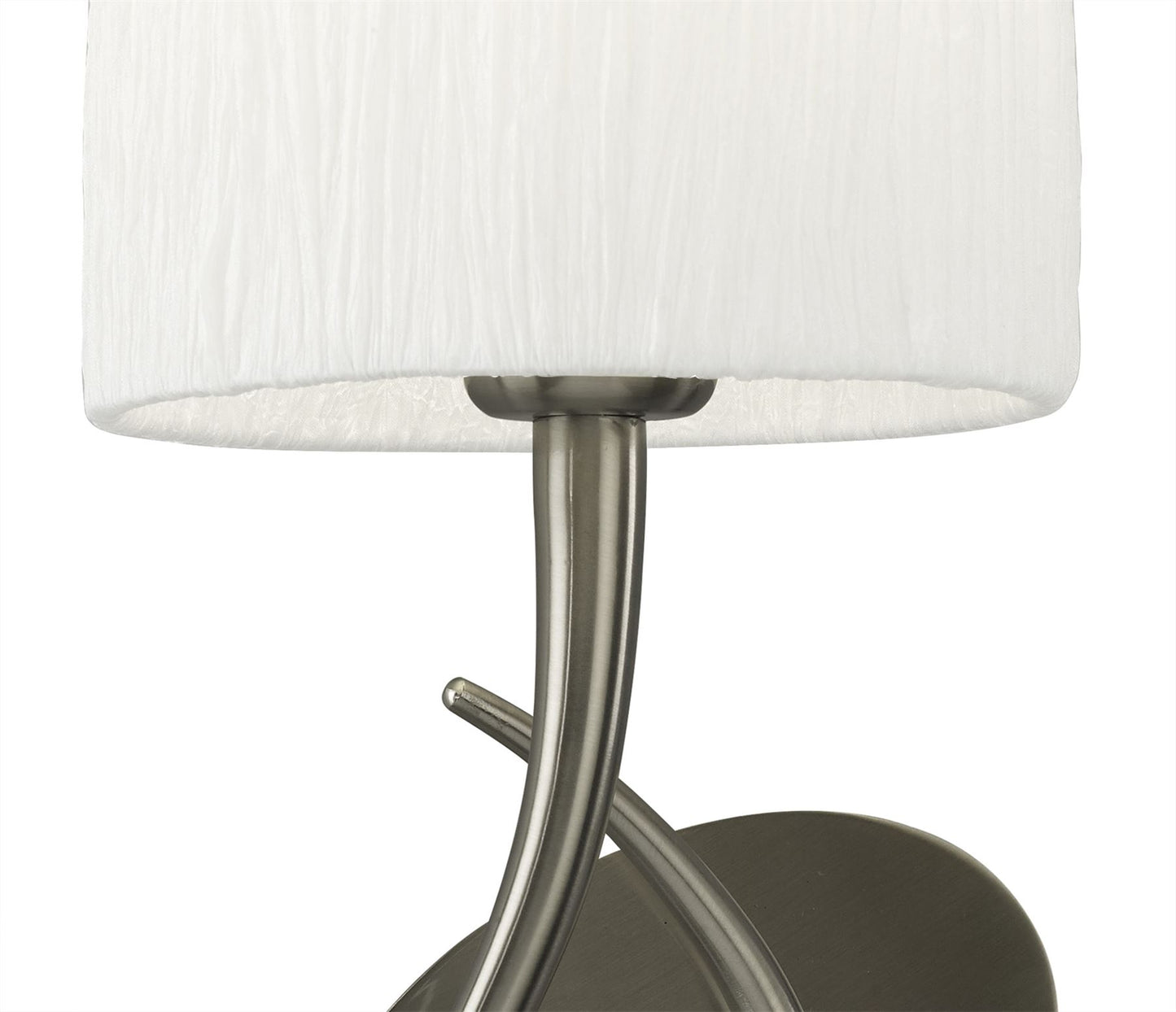 Mantra Lua Wall Light Switched 1 Light E27, Satin Nickel with White Shade