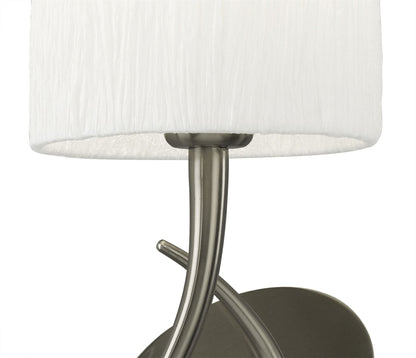 Mantra Lua Wall Light Switched 1 Light E27, Satin Nickel with White Shade