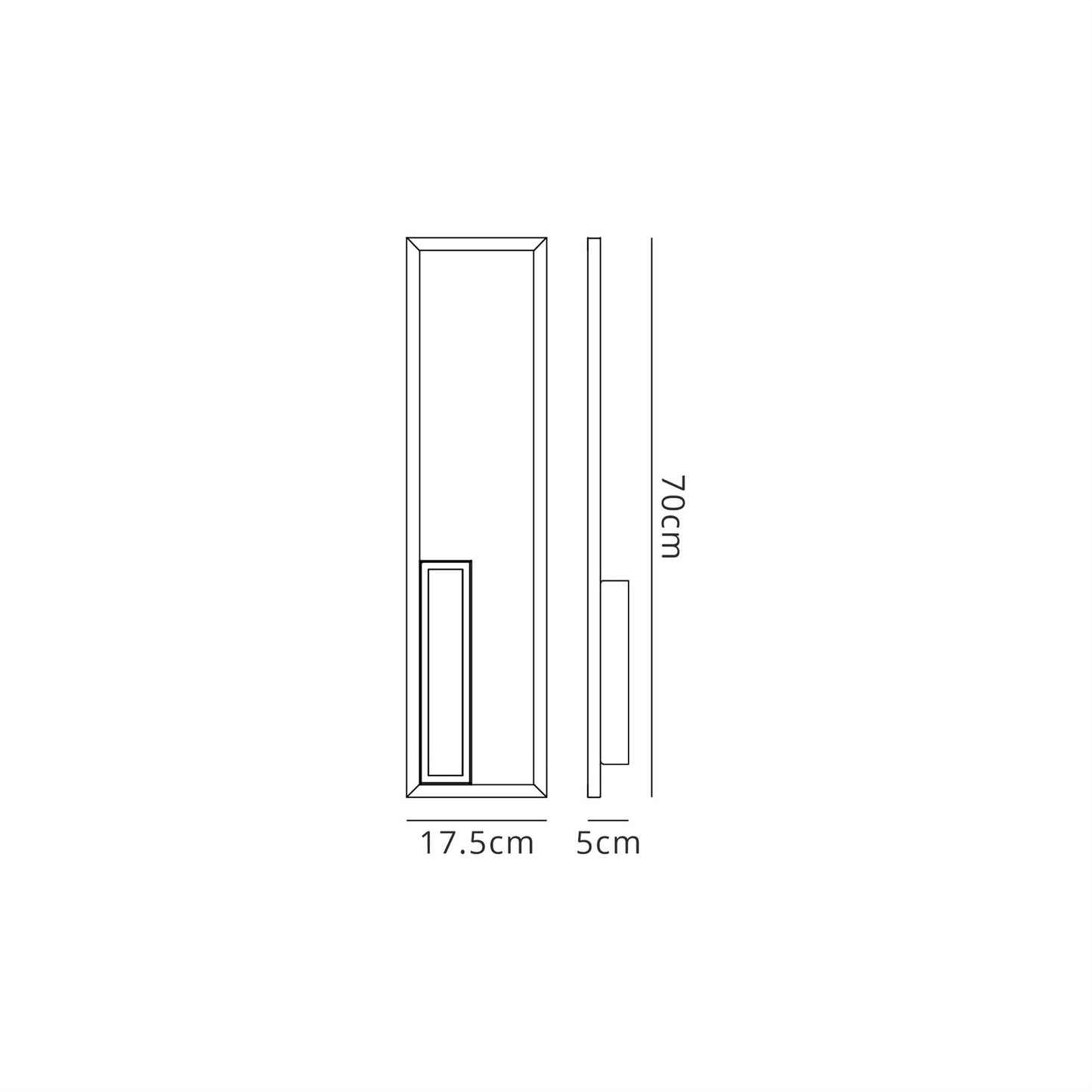 Mantra Boutique Rectangle Wall Light, Dimmable, 40W LED, 3000K, 2250lm, Black, 3yrs Warranty