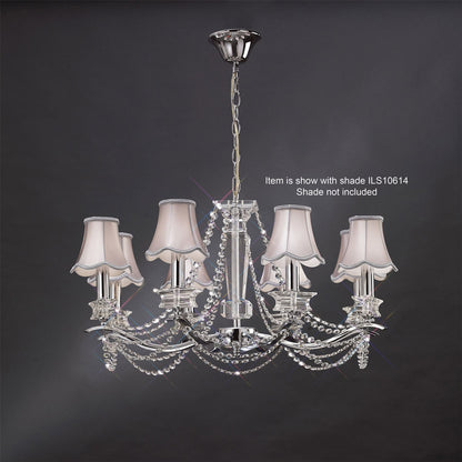 Diyas Nydia 75cm  8 Light E14 Polished Chrome/Crystal Ceiling Pendant Light Fitting
