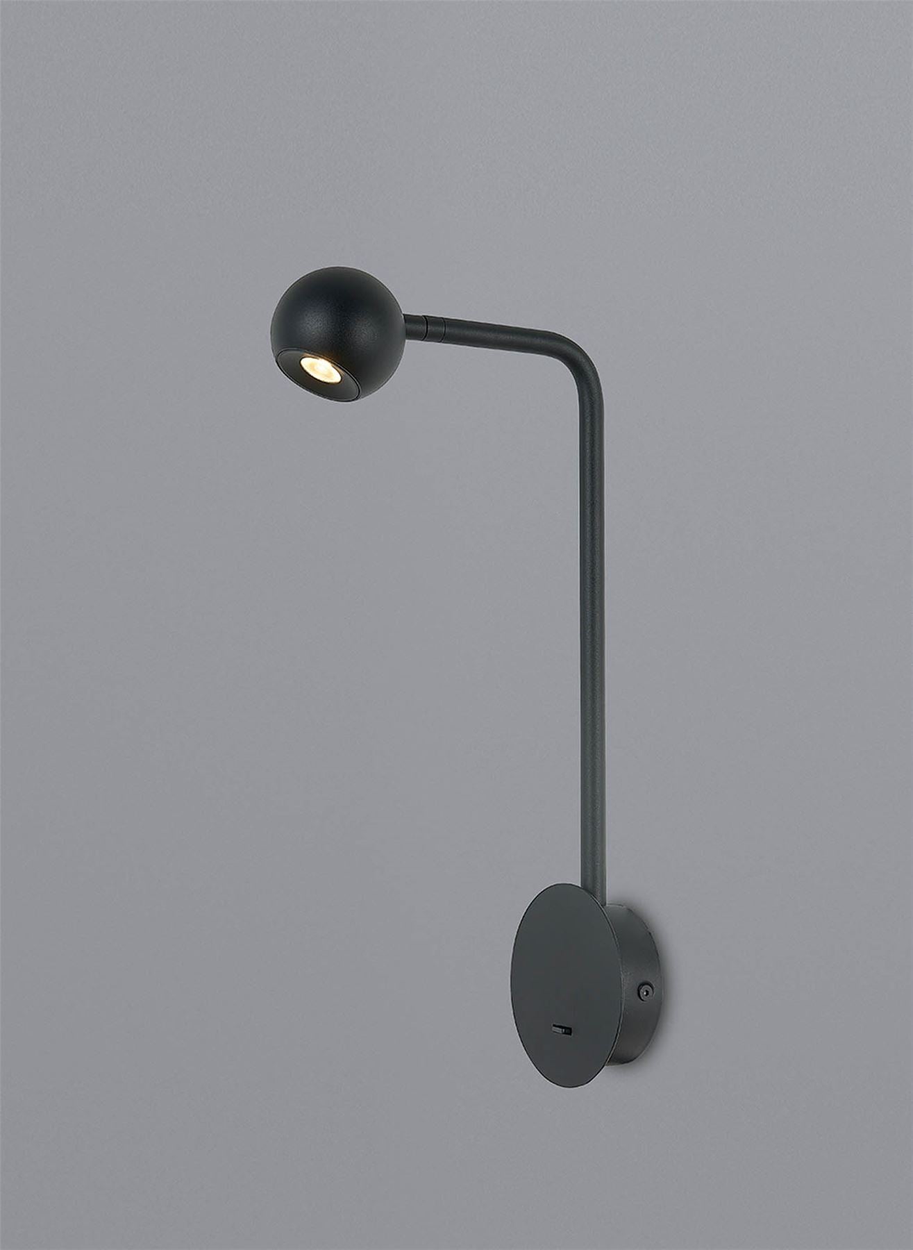 Mantra Fusion Eyes Wall Light Switched, 6W LED, 3000K, 390lm, Sand Black, 3yrs Warranty