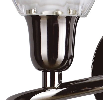 Mantra Amel Wall Light Switched 2 Light L1/SGU10, Black Chrome, CFL Lamps INCLUDED