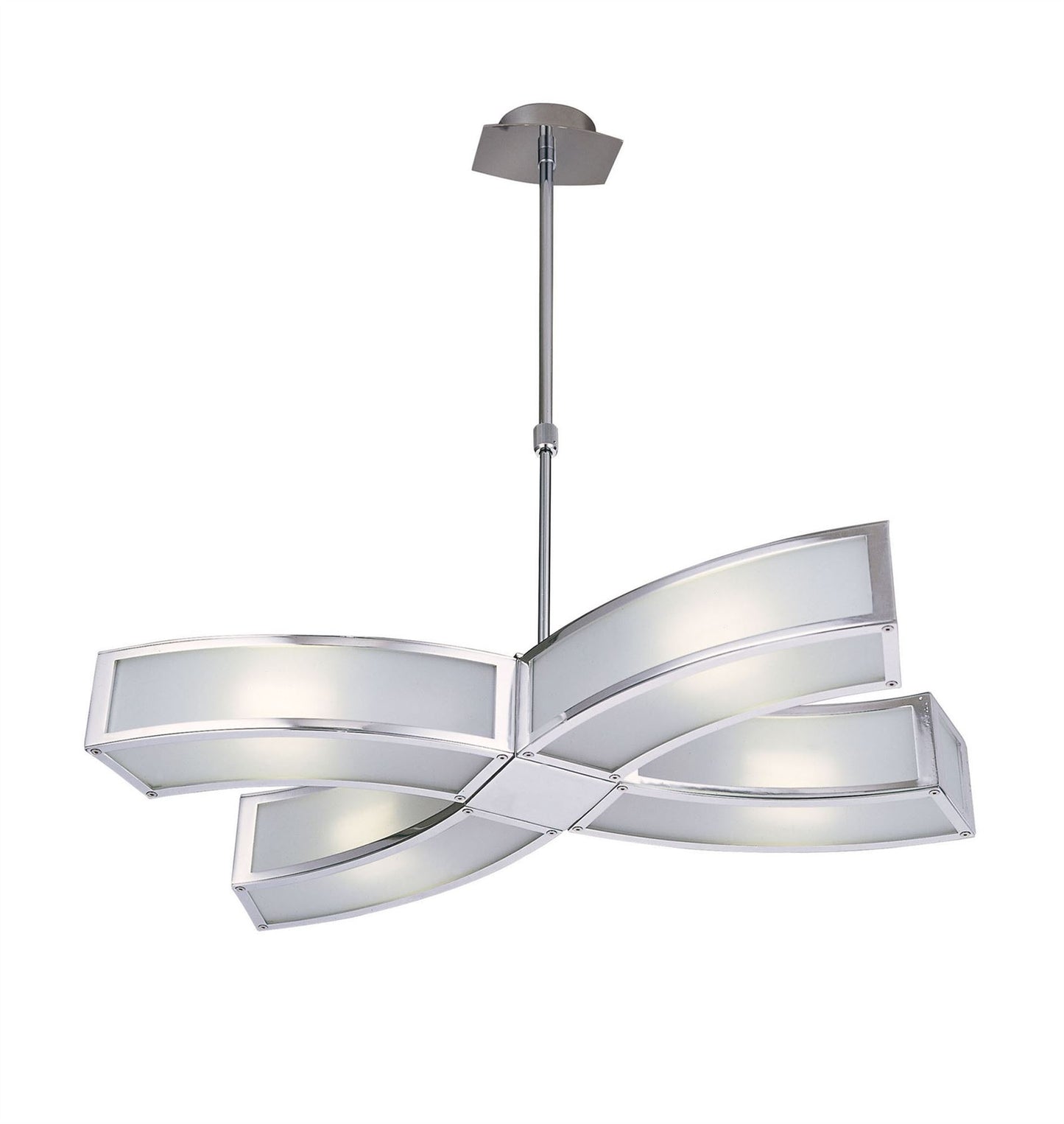 Mantra Duna GU10 Pendant 4 Light L1/SGU10, Polished Chrome/White Acrylic, CFL Lamps INCLUDED