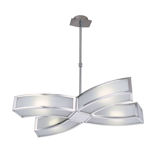 Mantra Duna GU10 Pendant 4 Light L1/SGU10, Polished Chrome/White Acrylic, CFL Lamps INCLUDED