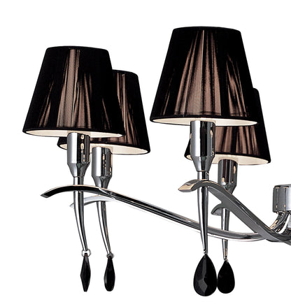 Mantra M0341 Siena Pendant Round 8 Light E14, Polished Chrome with Black Shades and Black Crystal