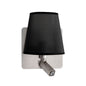 Mantra M5231 Bahia Wall Light with Large Back Plate 1 Light E27 + Reading Light 3W LED with Black Shade Satin Nickel 4000K, 200lm,, 3yrs Warranty