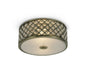 Deco Sasha 2 Light E14, Flush Ceiling Light, 300mm Round, Antique Brass with Crystal Glass and Opal Glass Diffuser