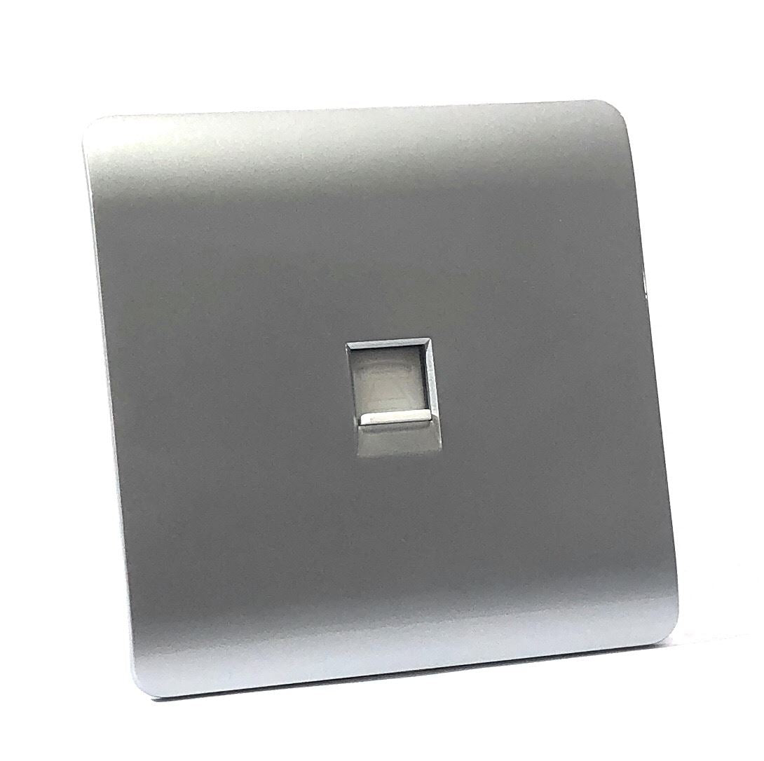 Trendi Artistic Modern Glossy Tactile Telephone Socket Silver ART-TLPSI