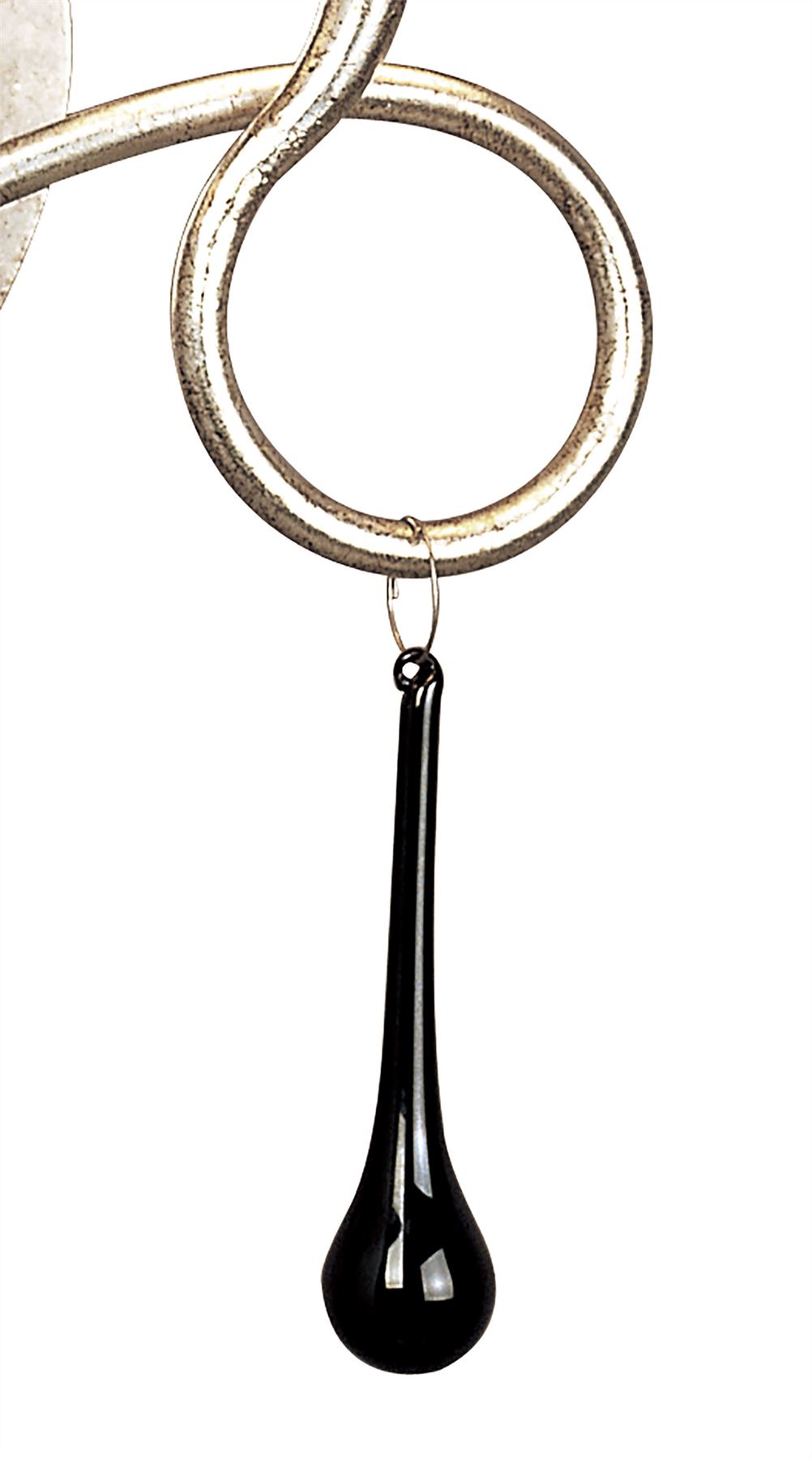 Mantra M0537/S Paola Wall Light Switched 2 Light E14, Silver Painted with Black Shades & Black Glass Droplets - M0537/S