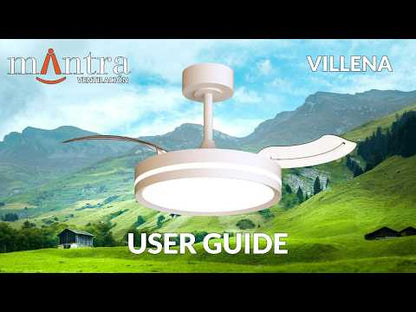 Villena S 42cm 30W LED Dimmable Ceiling Light With Built-In 24W DC Fan, 3000-5000K Remote Control, 4845lm, White, 5yrs Warranty